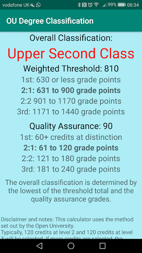 OU Degree Classification Calcu Screenshot 2 - AppWisp.com