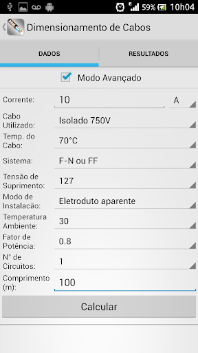 RCM Dimensionamento Screen 3