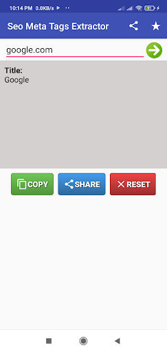 Android application Webpage Seo Meta tag Extractor screenshort
