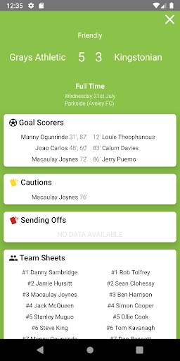 Non League Football Scores Screen 3