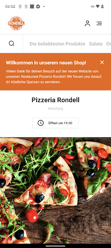 Android application Pizzeria Rondell screenshort