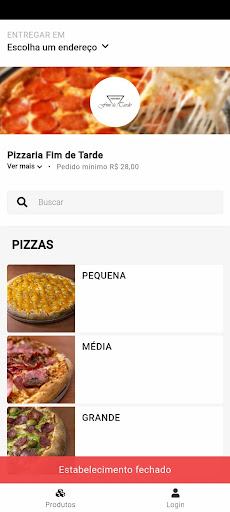 Android application Pizzaria Fim de Tarde screenshort