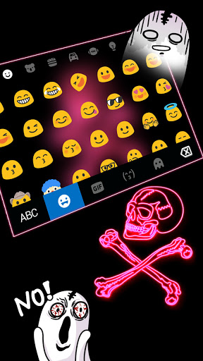 Pink Neon Skull Keyboard Backg Screen 3
