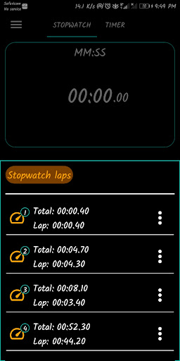 Master stopwatch/timer Screen 2
