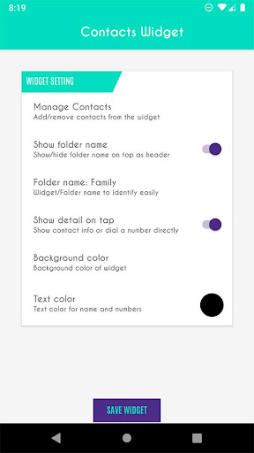 Contacts Widget - Quick Dial W