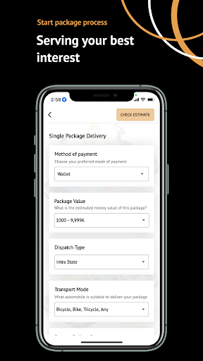 Koogah - Send Packages. Screen 2
