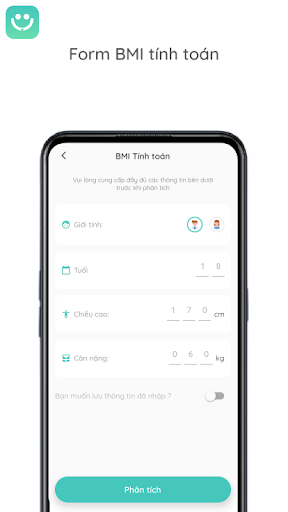 Android application XBMI - Chỉ số cơ thể screenshort