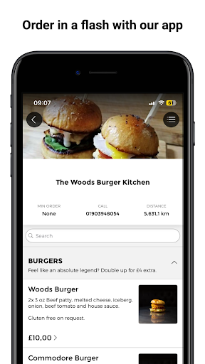 Android application The Woods Burger Kitchen screenshort
