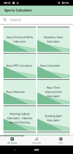 Android application Sports Calculator screenshort