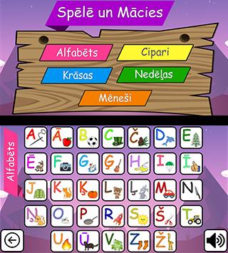 Android application Alfabēta spēle bērniem screenshort