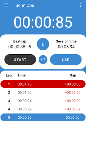 Android application ZChron real-time stopwatch screenshort