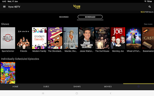 Screenshot of Vyve HDTV Service