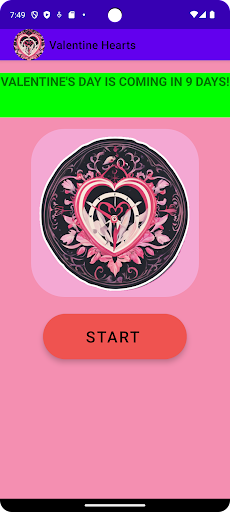 Android application Valentine Hearts screenshort