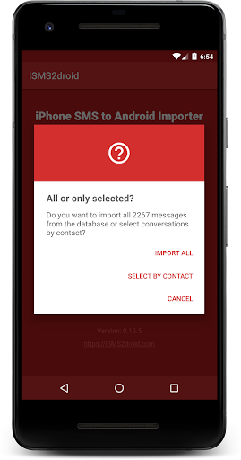 iSMS2droid - iPhone SMS Import Screen 3