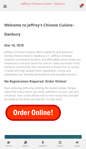 Android application Jeffrey's Chinese Danbury screenshort