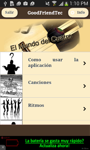 Android application Venezuelan cuatro Chords screenshort