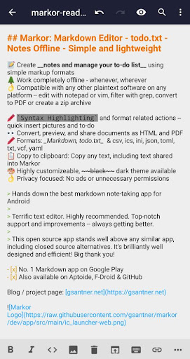 Markor: Edit Markdown offline Screen 3