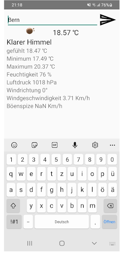 Android application OrtWetter screenshort