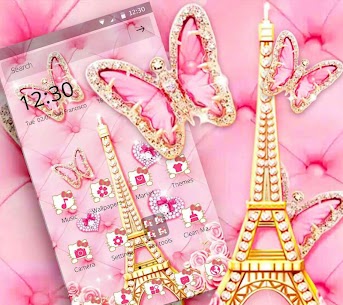 Pink Butterfly Eiffel Kitty Theme For PC installation