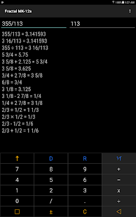 Captura de pantalla de la calculadora de fracciones "Fractal MK-12P"