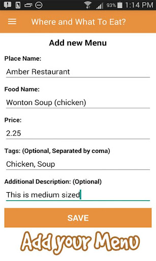 Android application Where and What To Eat? - Budge screenshort