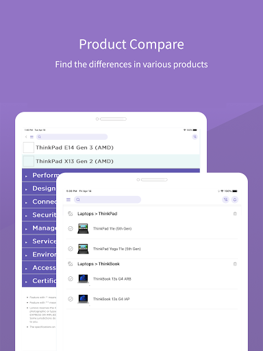 Screenshot of Lenovo PSREF