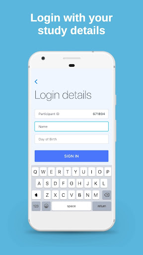 Android application PPOIT study follow up diary screenshort