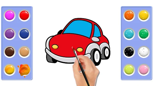 車の色付け：子供向けの子供の落書きゲーム