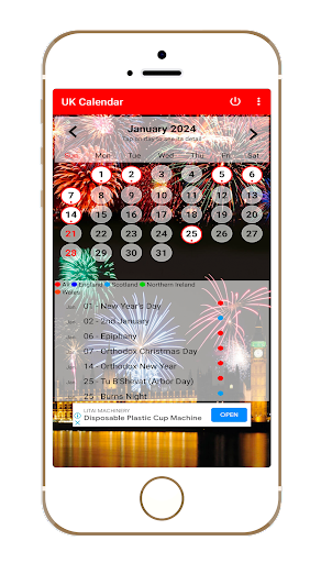 Android application UK Calendar screenshort