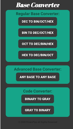 Android application Base Converter: Base 2-Base 36 screenshort