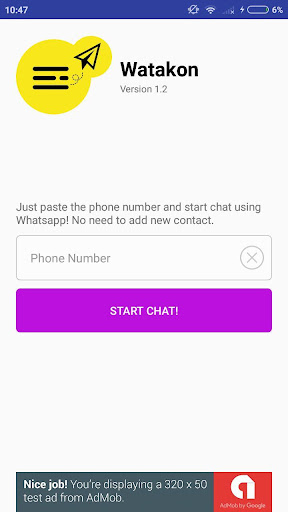 Android application Watakon (wa without Contact) screenshort