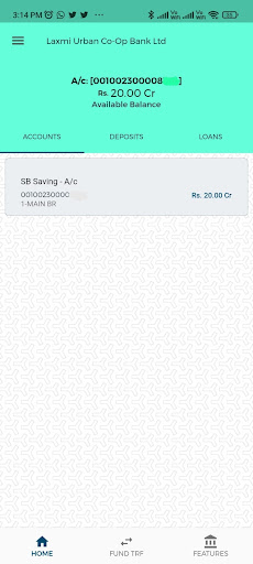 Laxmi Bank Latur Mobile App Screen 2