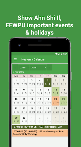 Android application Heavenly Calendar screenshort