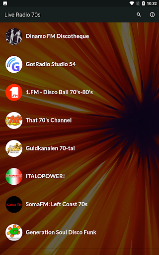 Android application Live Radio 70s screenshort