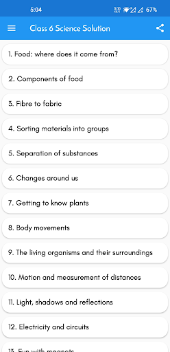 Android application Class 6 NCERT Science Solution screenshort