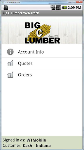 Big C Lumber Web Track Screen 2