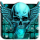 Neon Green 3d Skull Keyboard Theme icon