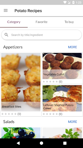 Android application Potato Recipes screenshort