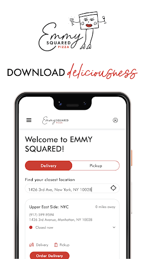 Android application Emmy Squared Pizza screenshort
