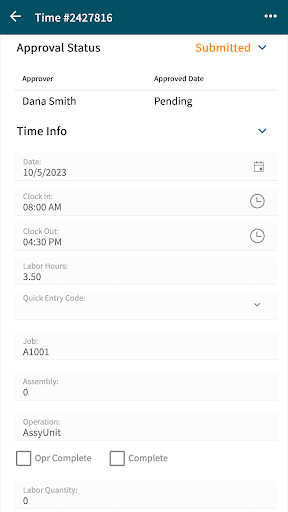 Android application Epicor Time Management screenshort