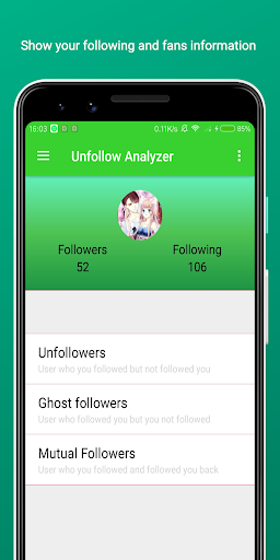 Unfollow Analyzer - Unfollower Screen 2