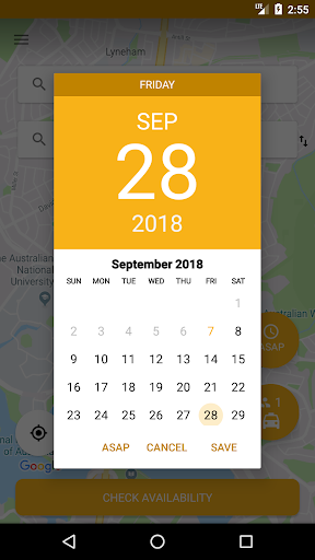 ACT Cabs – Book & Track Screen 2