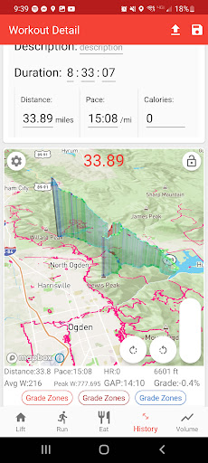 Lift Run Eat - Training Log Screen 2