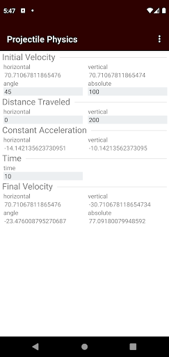 Projectile Physics Screen 2