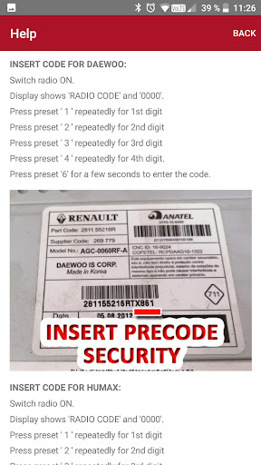RADIO CODE for RENAULT Screenshot
