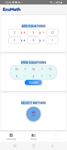 EcuMath Equations Calculator Screen 2