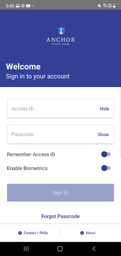 Anchor State Bank Mobile Screen 2