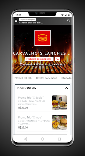 Android application Carvalho's Lanches screenshort
