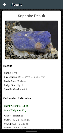 Gem Carat Weight Calculator