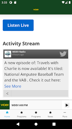 Android application WDEV Vermont Radio screenshort